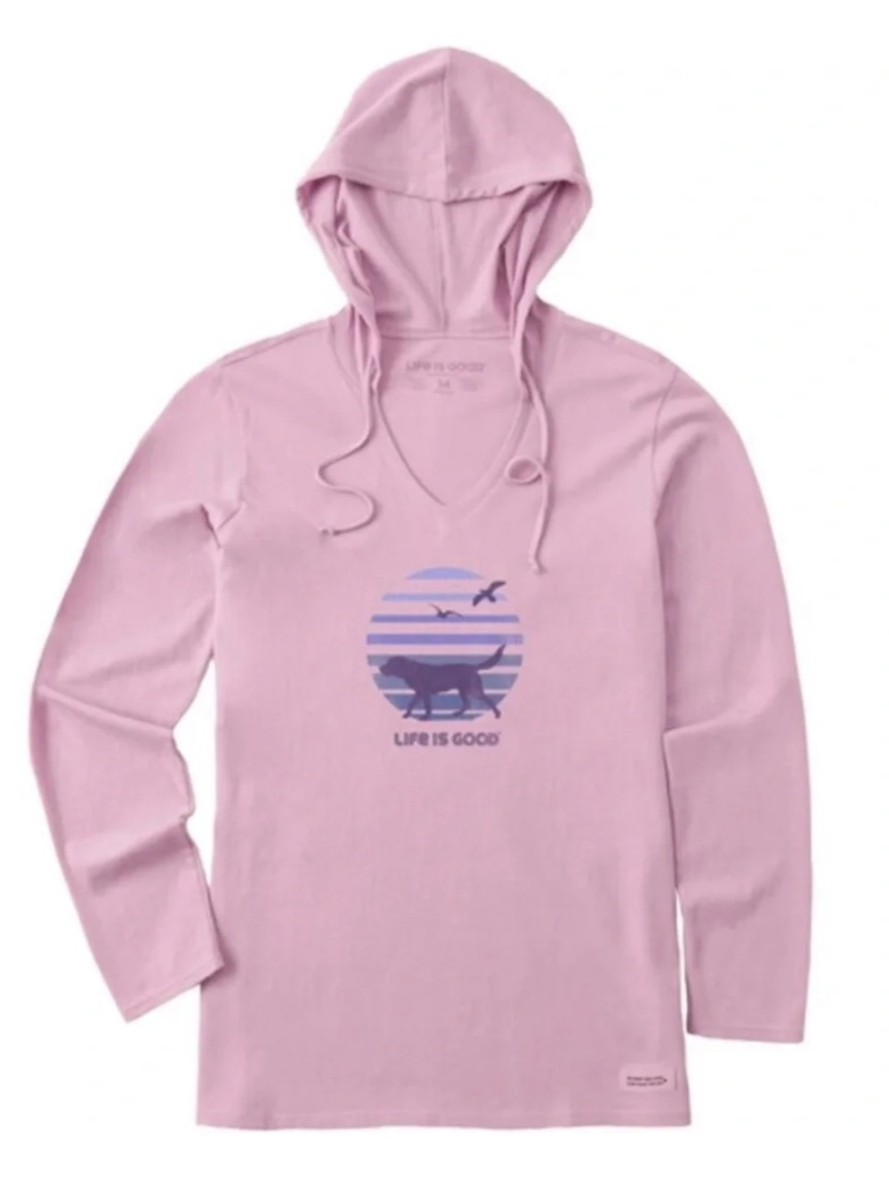 Life is Good Retro Dog Beach Walk Long Sleeve Crusher-LITE Hooded Tee W2419 Sz L
